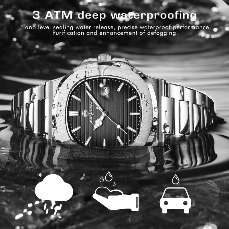 PAAZOMU Luxury Man Wristwatch Waterproof Luminous Chronograph Watch for Men Stainless Steel Men's Quartz Watches reloj hombre