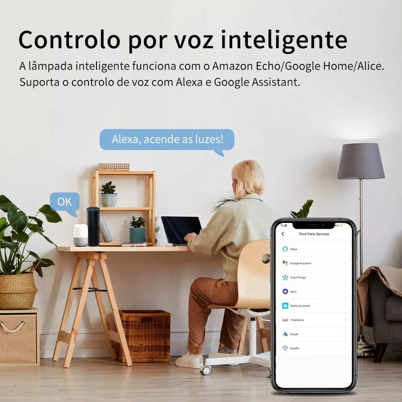 Lâmpada Inteligente Alexa c/ Controle por Voz - Tazzi