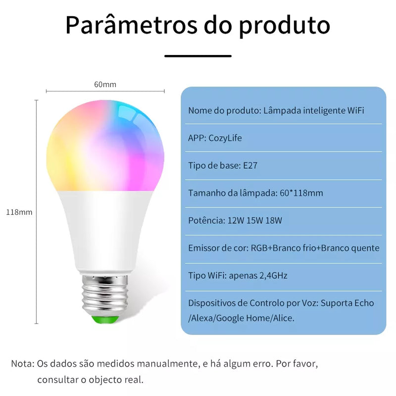 Lâmpada Inteligente Alexa c/ Controle por Voz - Tazzi